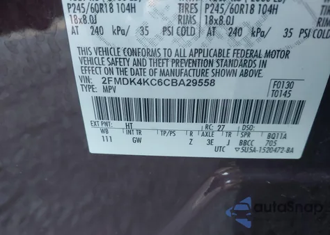 2012 Ford Edge Limited z USA, uszkodzony, nr VIN 2FMDK4KC6CBA29558